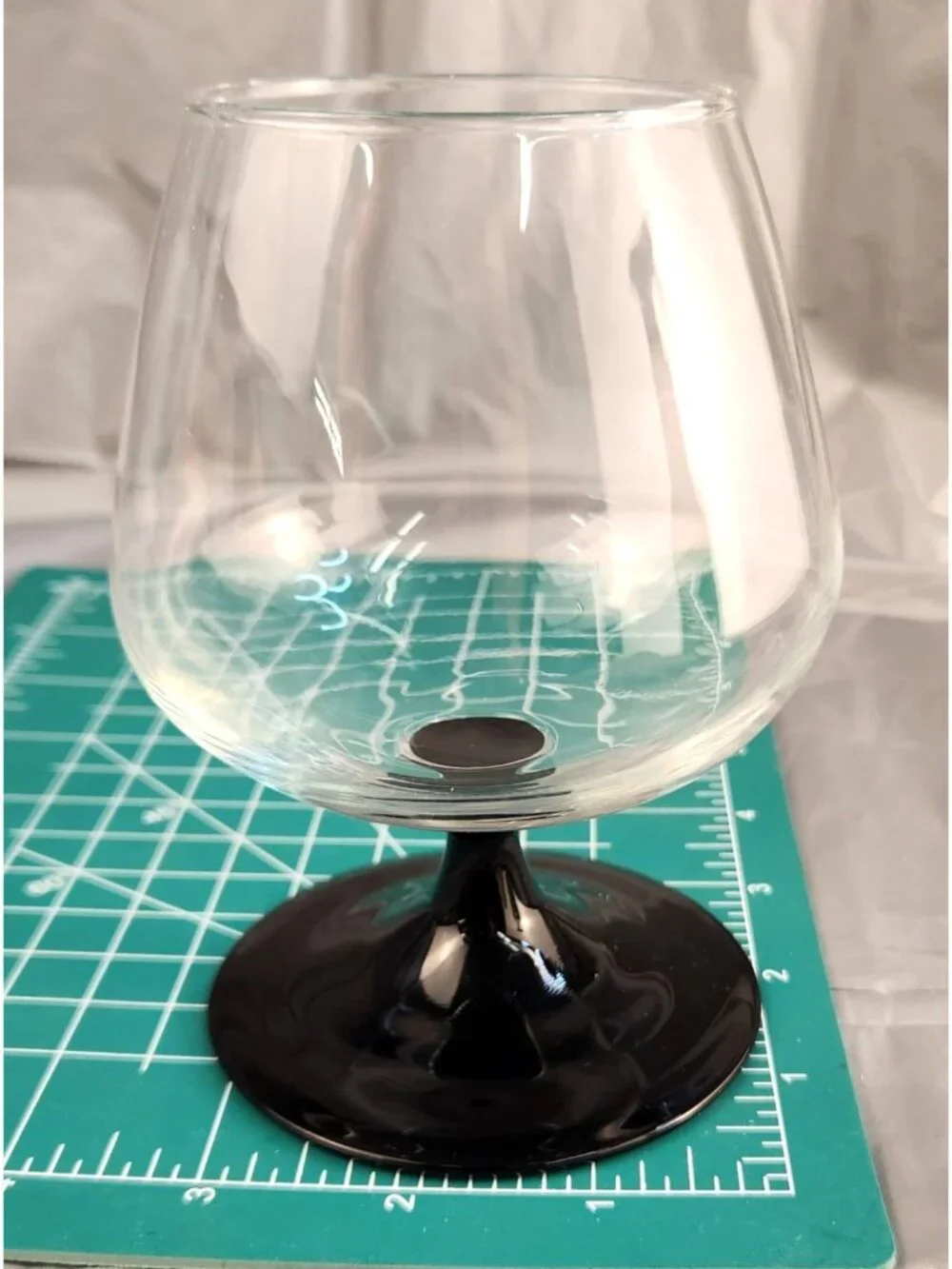 Vintage Luminarc Domino Cognac Glasses Set of 2 Black Stem French Brandy Snifter